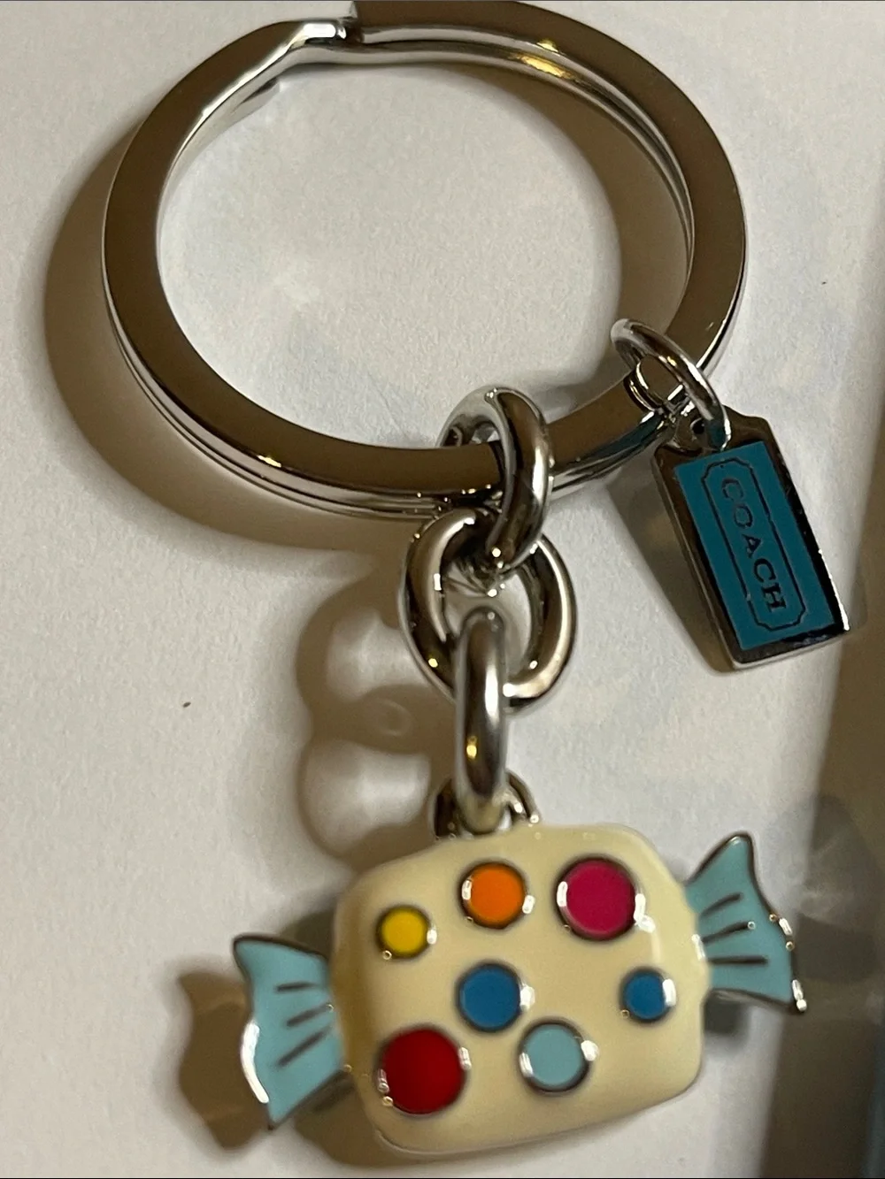 Coach Polished Silver Keyring with Candy Charm and Coach Pen